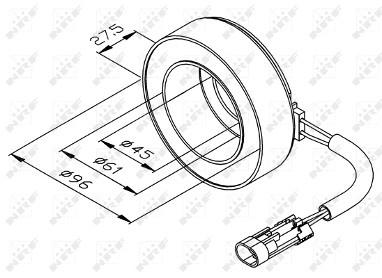 Bobine, embrayage magnétique (compresseur) NRF 38470