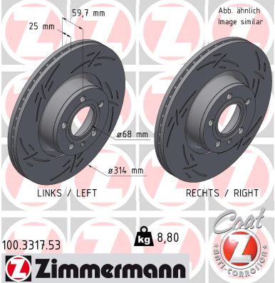 Disque de frein ZIMMERMANN 100.3317.53