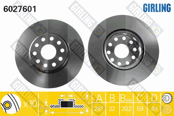 Disque de frein GIRLING 6027601