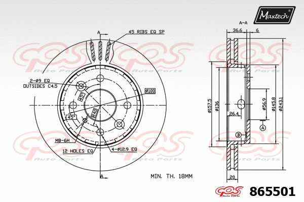 Disque de frein MAXTECH 865501