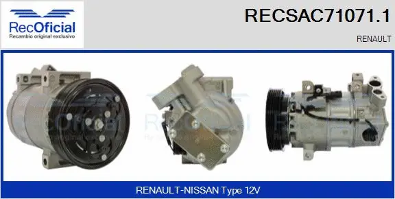 Compresseur, climatisation RECOFICIAL RECSAC71071.1