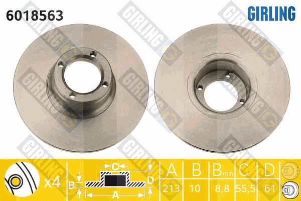 Disque de frein GIRLING 6018563
