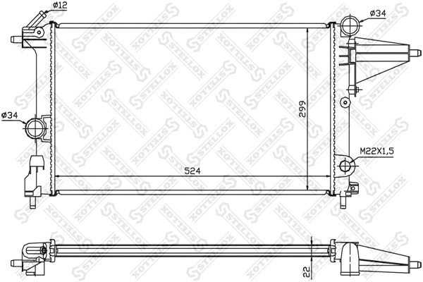 Radiateur, refroidissement du moteur STELLOX 10-25047-SX