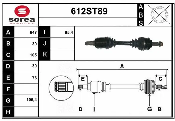 Arbre de transmission STARTCAR 612ST89