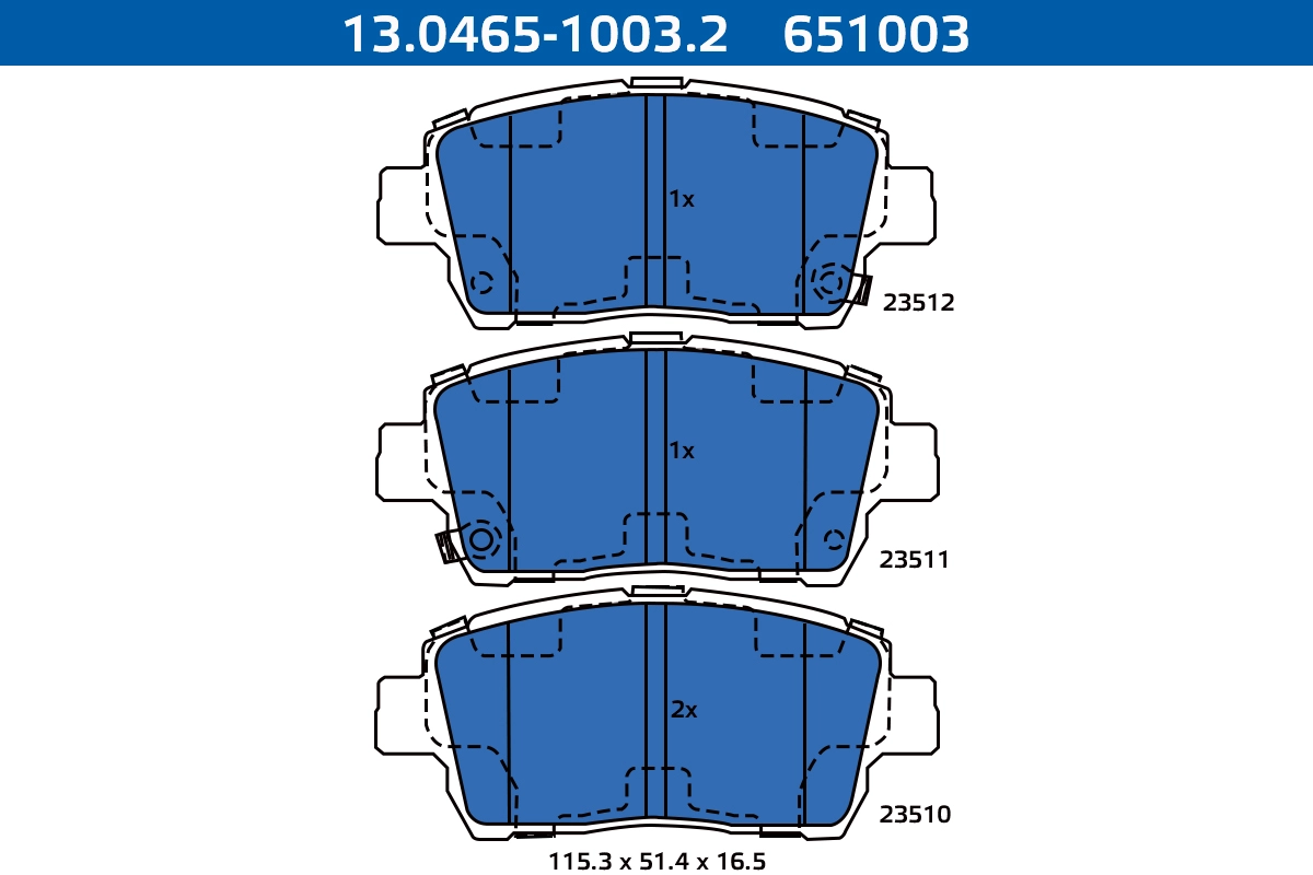 Kit de plaquettes de frein, frein à disque ATE-APAC 13.0465-1003.2