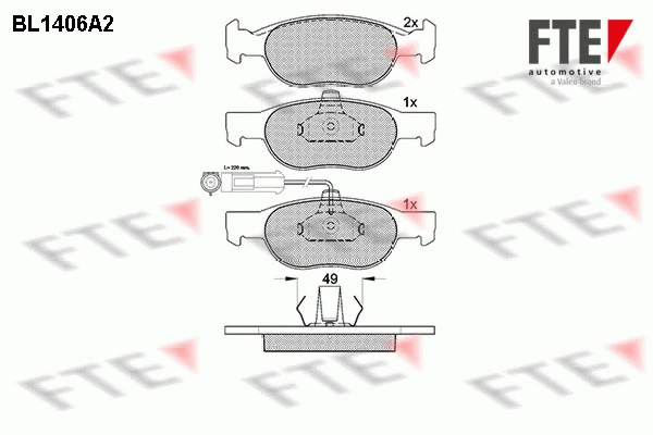 Kit de plaquettes de frein, frein à disque FTE 9010180