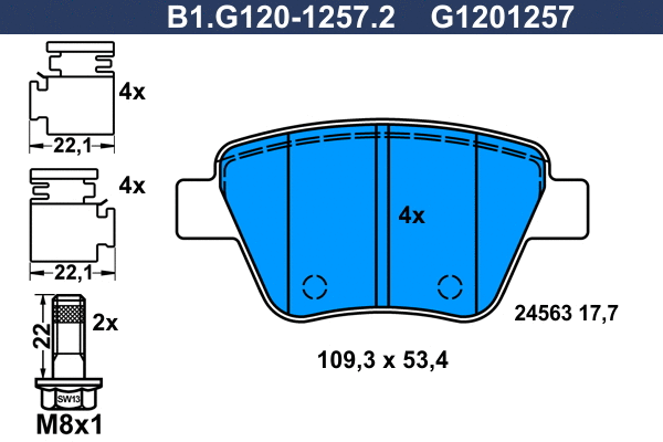 Kit de plaquettes de frein, frein à disque GALFER B1.G120-1257.2