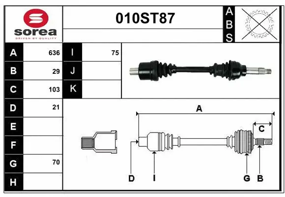 Arbre de transmission STARTCAR 010ST87