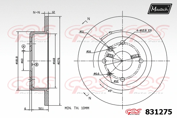 Disque de frein MAXTECH 831275