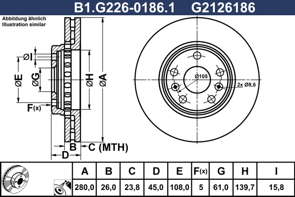 Disque de frein GALFER B1.G226-0186.1