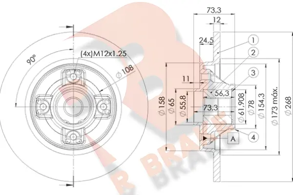 Disque de frein R BRAKE 78RBD15023
