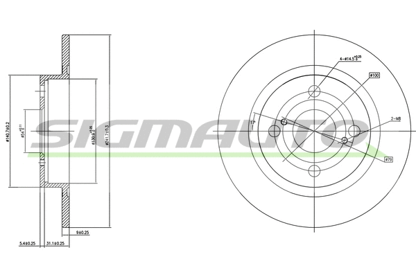 Disque de frein SIGMAUTO DBA404S