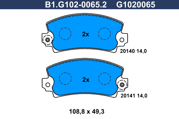 Kit de plaquettes de frein, frein à disque GALFER B1.G102-0065.2