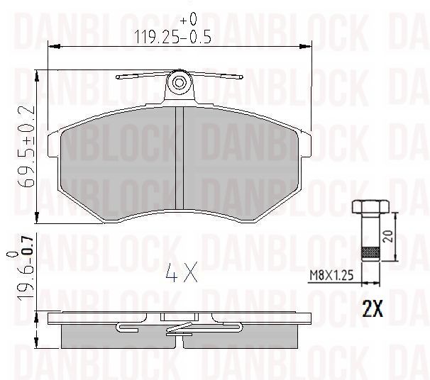 Kit de plaquettes de frein, frein à disque DANBLOCK DB 510030