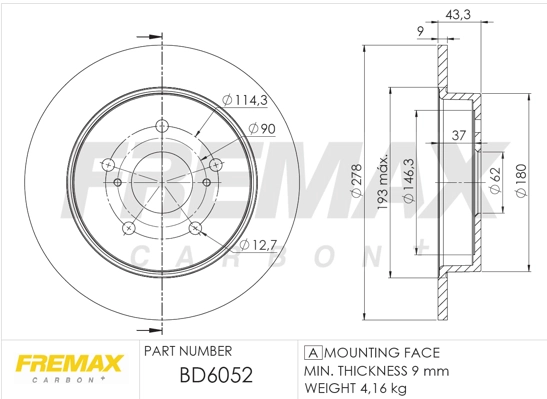 Disque de frein FREMAX BD-6052
