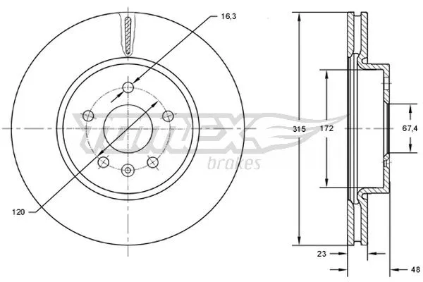 Disque de frein TOMEX Brakes TX 72-97