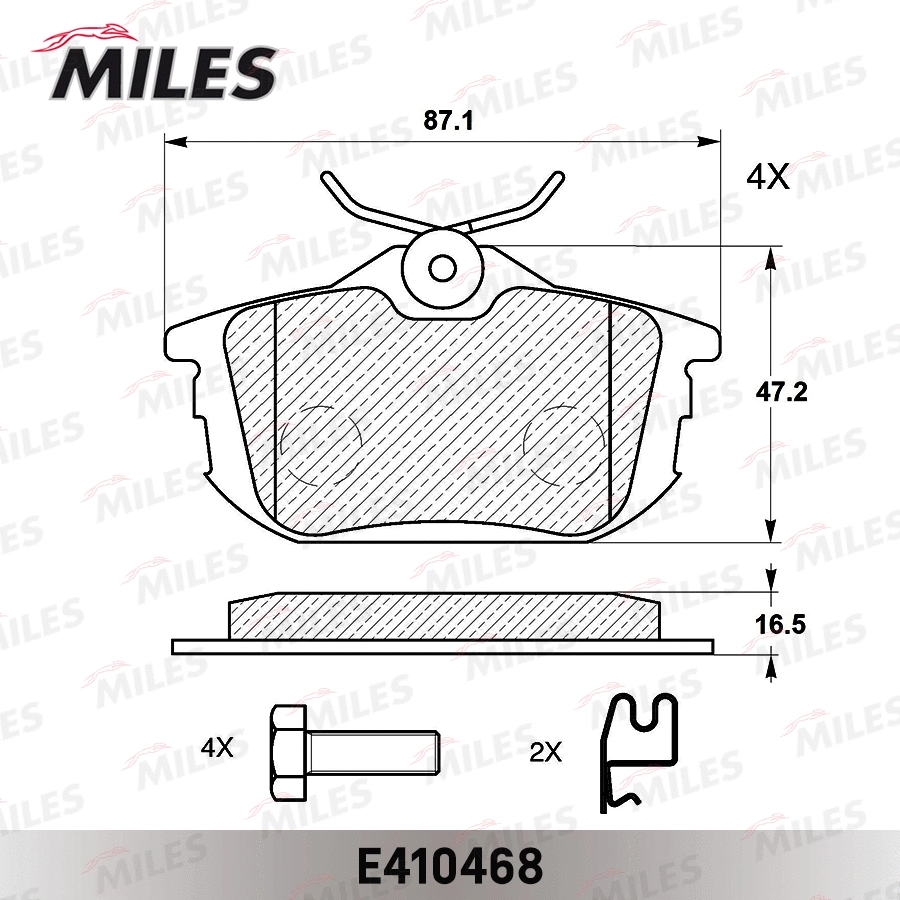 Kit de plaquettes de frein, frein à disque MILES E410468