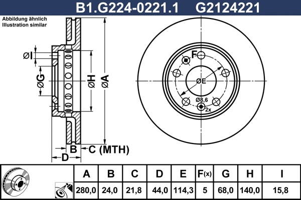 Disque de frein GALFER B1.G224-0221.1