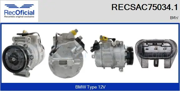 Compresseur, climatisation RECOFICIAL RECSAC75034.1
