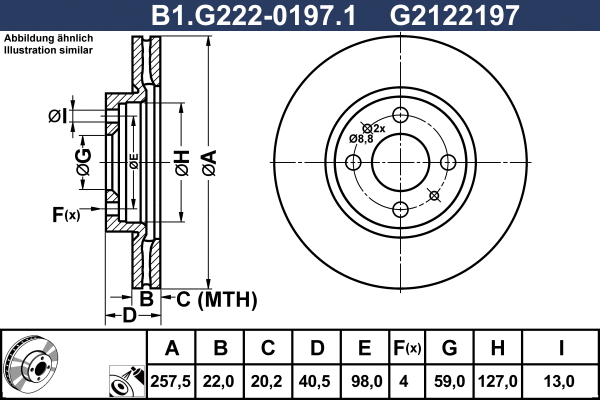Disque de frein GALFER B1.G222-0197.1