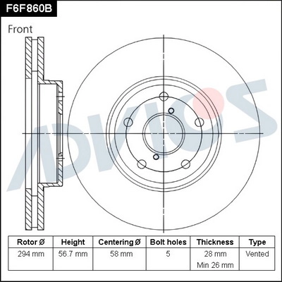 Disque de frein ADVICS F6F860B
