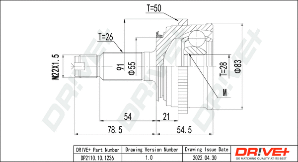 Jeu de joints, arbre de transmission Dr!ve+ DP2110.10.1236