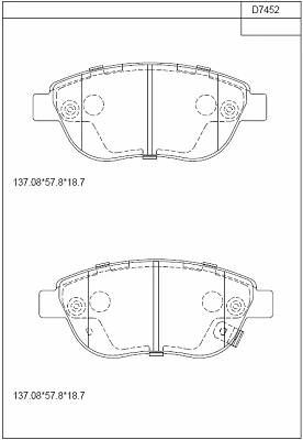 Kit de plaquettes de frein, frein à disque ASIMCO KD7452