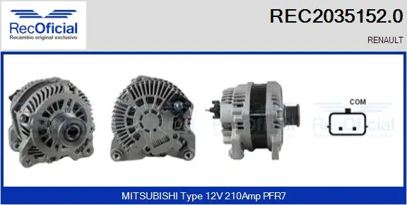 Alternateur RECOFICIAL REC2035152.0
