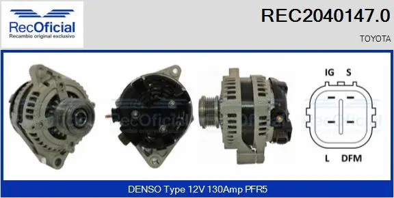 Alternateur RECOFICIAL REC2040147.0