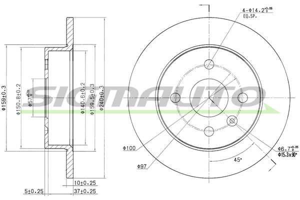 Disque de frein SIGMAUTO DBB043S