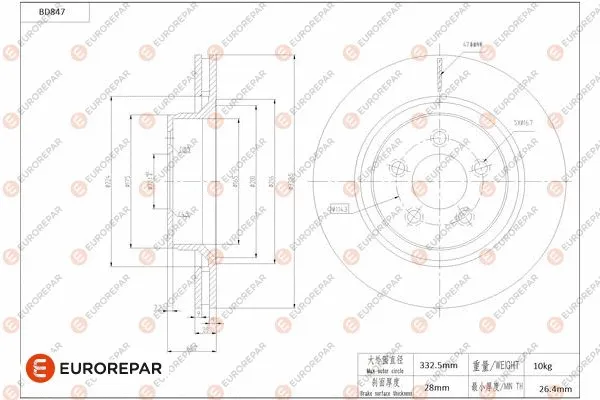 Disque de frein EUROREPAR 1684328980