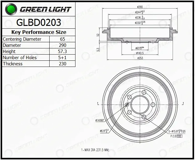 Tambour de frein Automotive Adriado GLBD0203