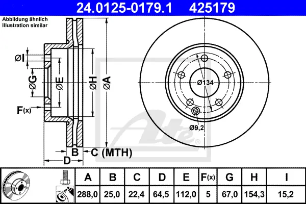 Disque de frein ATE-APAC 24.0125-0179.1