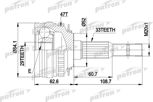 Jeu de joints, arbre de transmission PATRON PCV1279