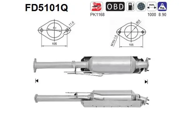 Filtre à particules / à suie, échappement AS FD5101Q
