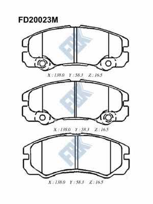 Kit de plaquettes de frein, frein à disque FBK FD20023M
