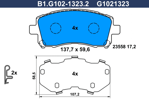 Kit de plaquettes de frein, frein à disque GALFER B1.G102-1323.2