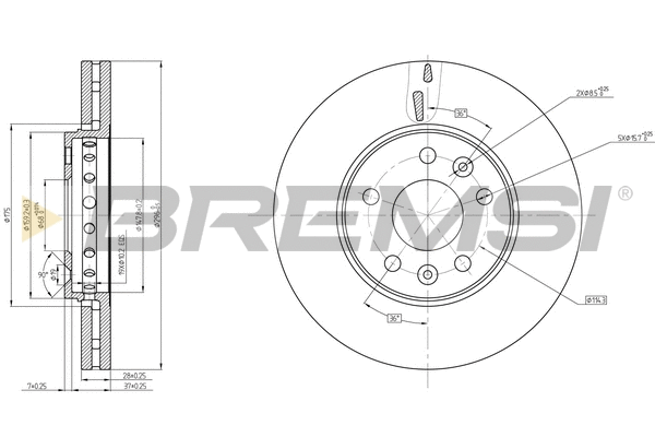 Disque de frein BREMSI CD8507V