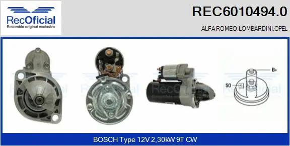 Démarreur RECOFICIAL REC6010494.0