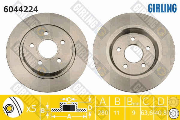 Disque de frein GIRLING 6044224