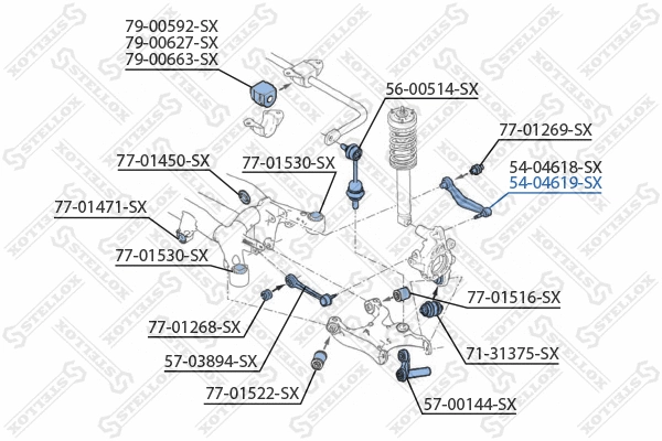 Bras de liaison, suspension de roue STELLOX 54-04619-SX
