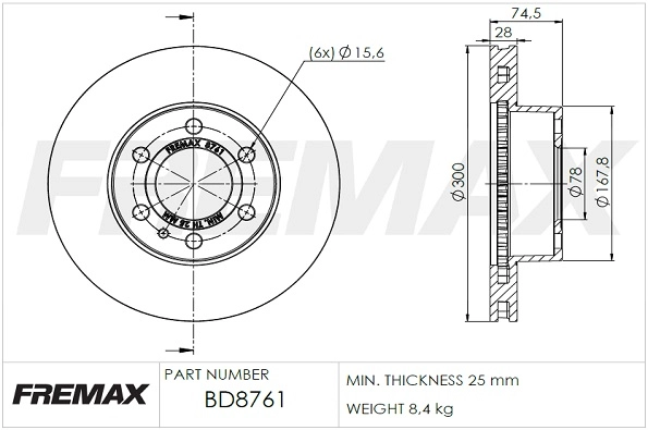 Disque de frein FREMAX BD-8761