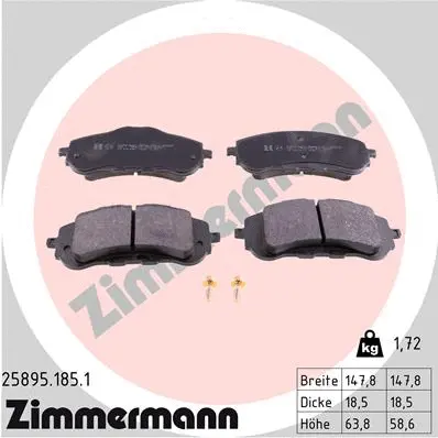 Kit de plaquettes de frein, frein à disque ZIMMERMANN 25895.185.1