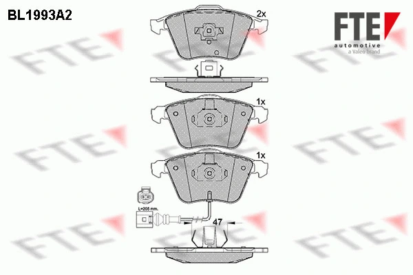 Kit de plaquettes de frein, frein à disque FTE 9010581