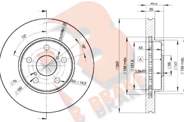 Disque de frein R BRAKE 78RBD25030