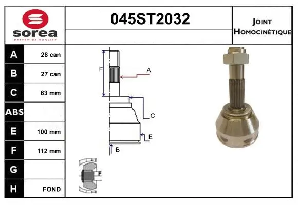 Jeu de joints, arbre de transmission STARTCAR 045ST2032