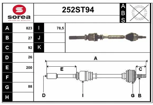 Arbre de transmission STARTCAR 252ST94