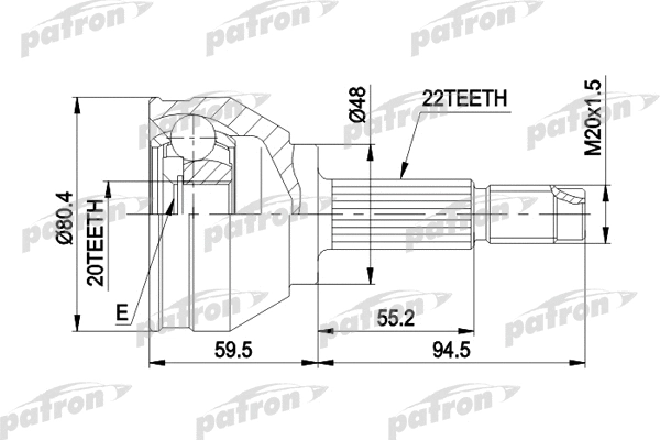 Jeu de joints, arbre de transmission PATRON PCV1055