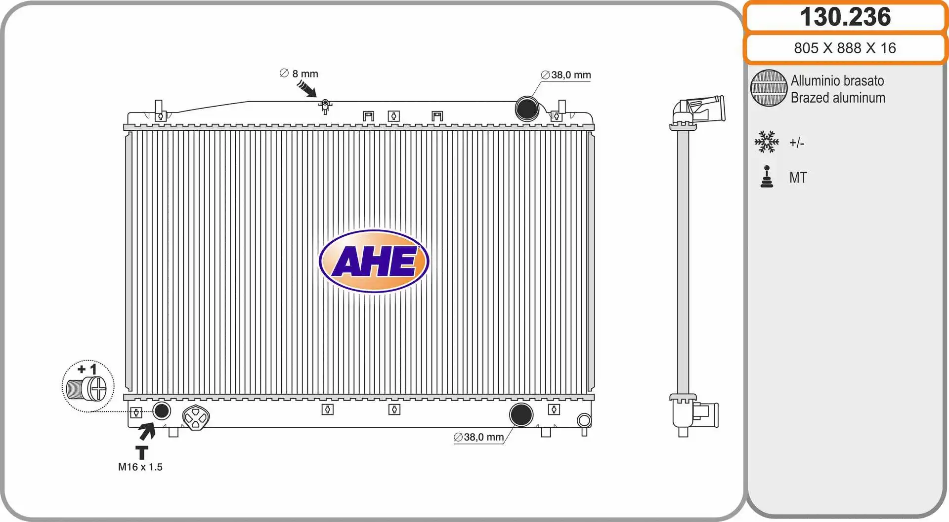 Radiateur, refroidissement du moteur AHE 130.236