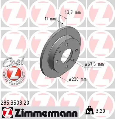 Disque de frein ZIMMERMANN 285.3503.20